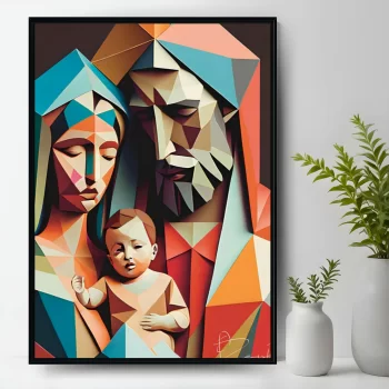 Quadro Decorativo Sagrada Família Formas Geométricas