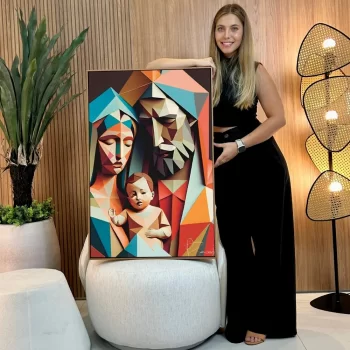 Quadro Decorativo Sagrada Família Formas Geométricas