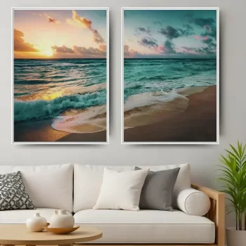 Kit Quadro Decorativo Pôr Do Sol Na Praia I