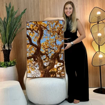 Quadro Decorativo Árvore Com Folhes Amarelas