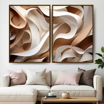 Kit Quadro Decorativo Formas Curvas Neutral Tones
