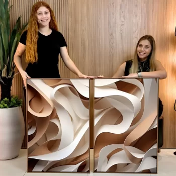 Kit Quadro Decorativo Formas Curvas Neutral Tones