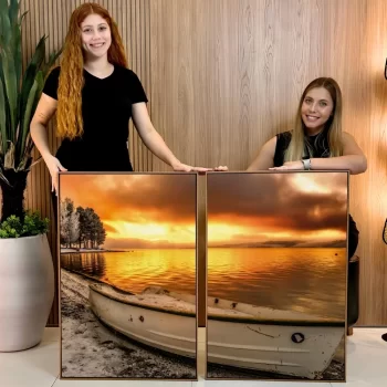 Kit Quadro Decorativo Pôr Do Sol No Lago IV