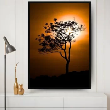 Quadro Decorativo Árvore Pôr Do Sol