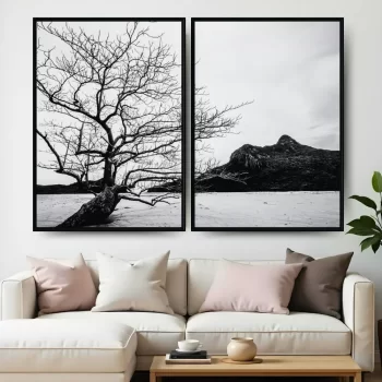 Kit Quadro Decorativo Paisagem P&B