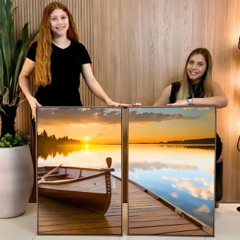 Kit Quadro Decorativo Pôr Do Sol No Lago V
