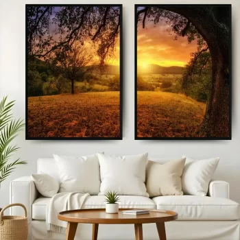 Kit Quadro Decorativo Pôr Do Sol Nature