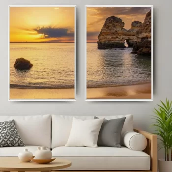 Kit Quadro Decorativo Pôr Do Sol Na Praia III