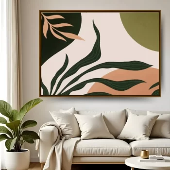 Quadro Decorativo Boho Art Abstrato Folhas l