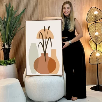 Quadro Decorativo Vaso C/ Folhagens ll