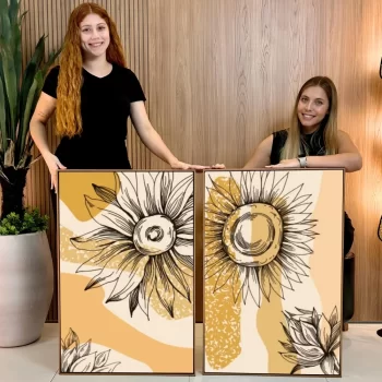 Kit Quadro Decorativo Boho Art Abstrato Girassol lll
