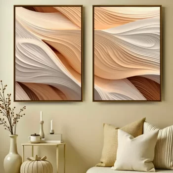 Kit Quadro Decorativo Abstrato Beige Tones