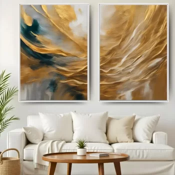 Kit Quadro Decorativo Abstrato Gold