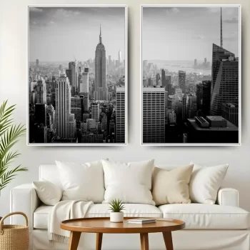 Kit Quadro Decorativo Cidade P&B