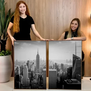 Kit Quadro Decorativo Cidade P&B