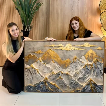 Quadro Decorativo Montanhas Abstratas Gold I