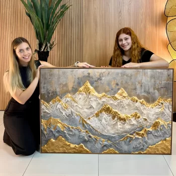 Quadro Decorativo Montanhas Abstratas Gold II