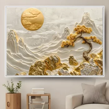 Quadro Decorativo Paisagem Pérola & Ouro
