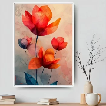 Quadro Decorativo Flores Tons Quentes