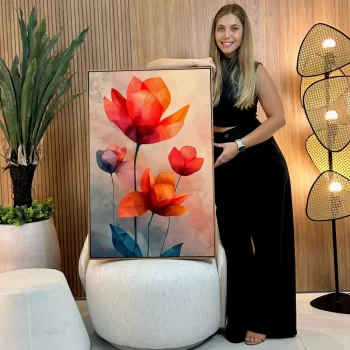 Quadro Decorativo Flores Tons Quentes