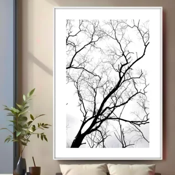 Quadro Decorativo Galhos P&B