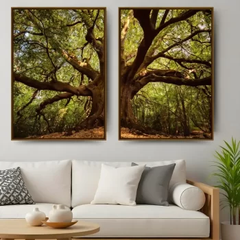 Kit Quadro Decorativo Árvore Verde