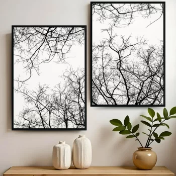 Kit Quadro Decorativo Galhos P&B