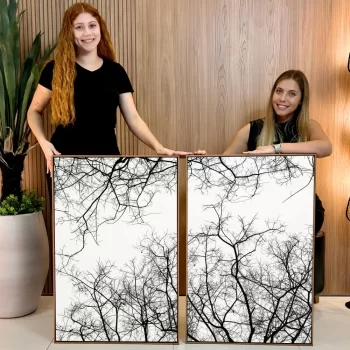 Kit Quadro Decorativo Galhos P&B