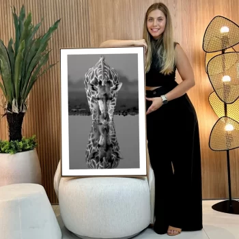 Quadro Decorativo Girafa Bebendo Água