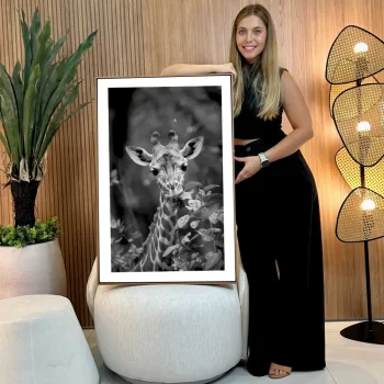 Quadro Decorativo Girafa Comendo