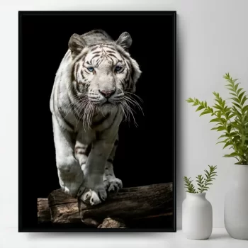 Quadro Decorativo Tigre Branco