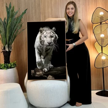 Quadro Decorativo Tigre Branco