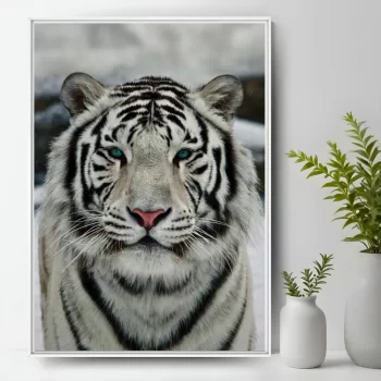 Quadro Decorativo Trigre Na Neve