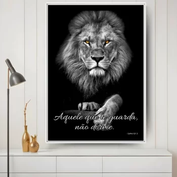 Quadro Decorativo Leão Salmo P&B