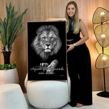 Quadro Decorativo Leão Salmo P&B