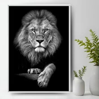Quadro Decorativo Leão P&B
