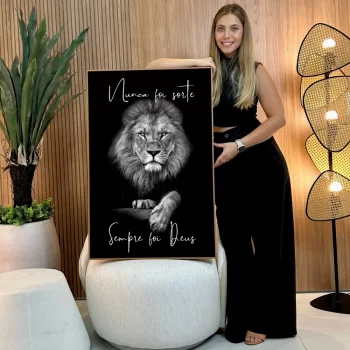 Quadro Decorativo Leão P&B