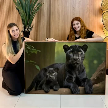 Quadro Decorativo Pantera Com Filhote