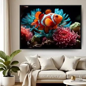 Quadro Decorativo Animais Marinhos Peixe Palhaço