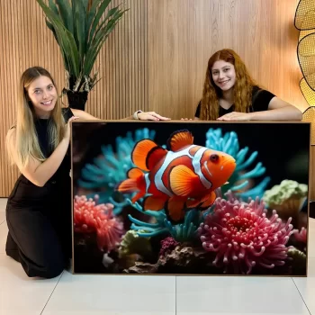 Quadro Decorativo Animais Marinhos Peixe Palhaço