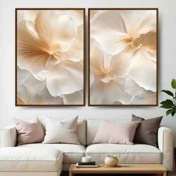Kit Quadro Decorativo Flor Neutra