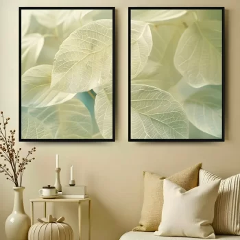 Kit Quadro Decorativo Folhas Verdes