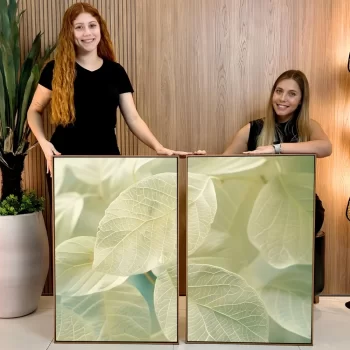 Kit Quadro Decorativo Folhas Verdes