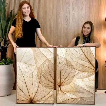 Kit Quadro Decorativo Folhas Tons Terrosos