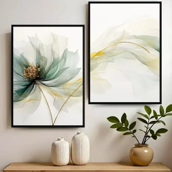 Kit Quadro Decorativo Floral Abstrato