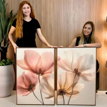 Kit Quadro Decorativo Flores Tons De Rosa