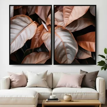 Kit Quadro Decorativo Folhas Terrosas