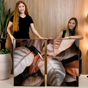 Kit Quadro Decorativo Folhas Terrosas