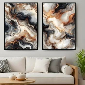 Kit Quadro Decorativo Abstrato Black Premium
