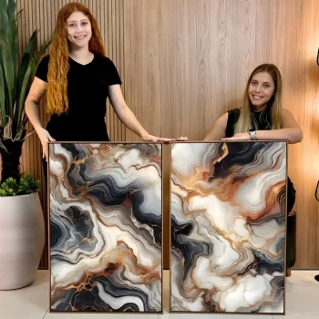 Kit Quadro Decorativo Abstrato Black Premium